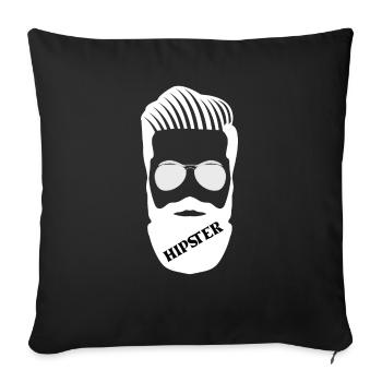 Illustration hipster avec barbe et lunettes de soleil - Housse de coussin décorative 45 x 45 cm - noir - Devant
