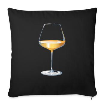 Glas Weißwein - Sofakissenbezug 45 x 45 cm - Schwarz - Vorne