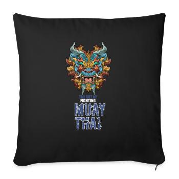 Muay Thai Foo Dog - Thailand Thaiboxen MMA - Sofakissenbezug 45 x 45 cm - Schwarz - Vorne