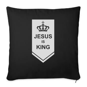 Citation de Jésus est roi - Housse de coussin décorative 45 x 45 cm - noir - Devant