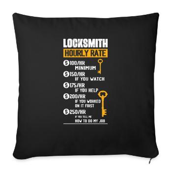 Locksmith Hourly Rate Lockpicker Pick Locks - Sofa pillowcase 17,3'' x 17,3'' (45 x 45 cm) - black - Front