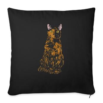Schildpatt Katze Tortoiseshell Cat Tortie - Sofakissenbezug 45 x 45 cm - Schwarz - Vorne
