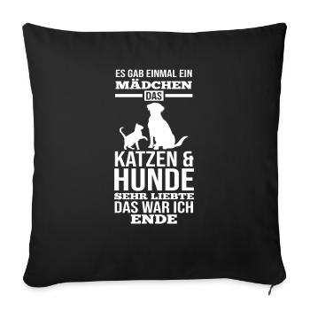 Katzen Katzenliebhaber Hundeliebhaber Hunde - Sofakissenbezug 45 x 45 cm - Schwarz - Vorne