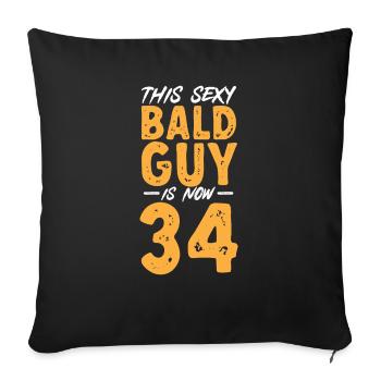 Tête chauve Calvitie Barbe Tête chauve - Housse de coussin décorative 45 x 45 cm - noir - Devant