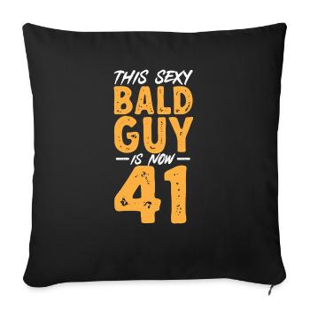 Tête chauve Calvitie Barbe Tête chauve - Housse de coussin décorative 45 x 45 cm - noir - Devant