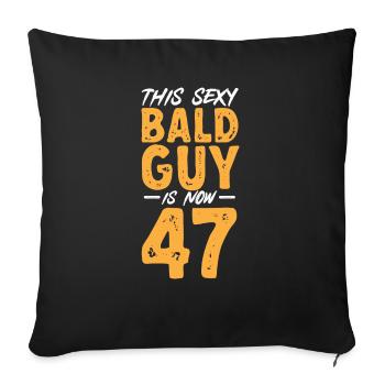 Tête chauve Calvitie Barbe Tête chauve - Housse de coussin décorative 45 x 45 cm - noir - Devant