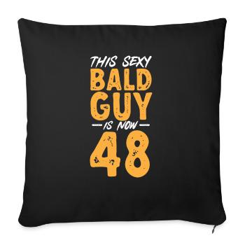 Tête chauve Calvitie Barbe Tête chauve - Housse de coussin décorative 45 x 45 cm - noir - Devant