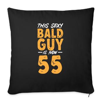Tête chauve Calvitie Barbe Tête chauve - Housse de coussin décorative 45 x 45 cm - noir - Devant