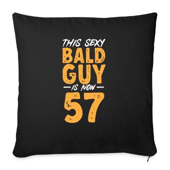 Tête chauve Calvitie Barbe Tête chauve - Housse de coussin décorative 45 x 45 cm - noir - Devant