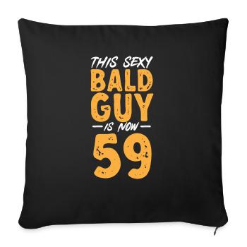 Tête chauve Calvitie Barbe Tête chauve - Housse de coussin décorative 45 x 45 cm - noir - Devant