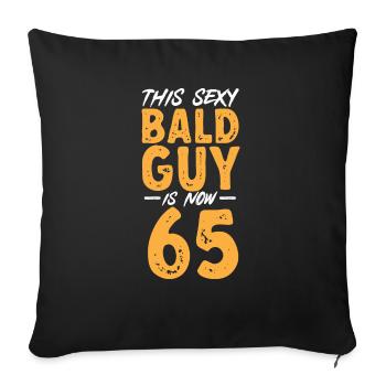 Tête chauve Calvitie Barbe Tête chauve - Housse de coussin décorative 45 x 45 cm - noir - Devant