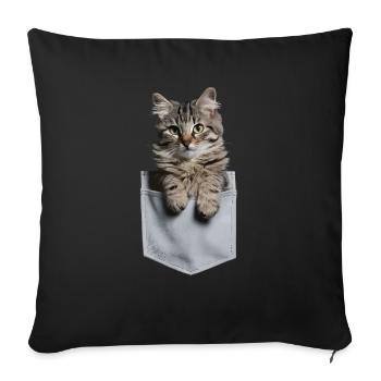 Norwegische Waldkatze in der Tasche Geschenk - Sofakissenbezug 45 x 45 cm - Schwarz - Vorne