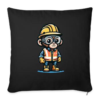 Cute Monkey Construction Worker - Sofa pillowcase 17,3'' x 17,3'' (45 x 45 cm) - black - Front