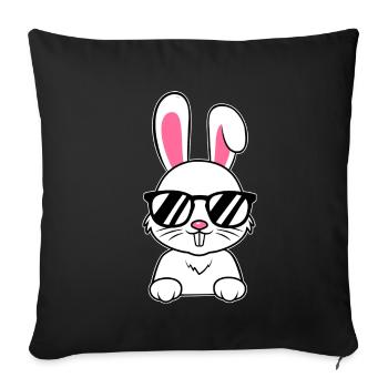 Lapin avec lunettes de soleil Lapin Bunny Lover - Housse de coussin décorative 45 x 45 cm - noir - Devant