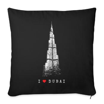 Dubai Burj Khalifa Vintage Herz I Love Emirat VAE - Sofakissenbezug 45 x 45 cm - Schwarz - Vorne