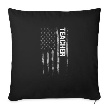 Enseignant - Drapeau américain - Housse de coussin décorative 45 x 45 cm - noir - Devant