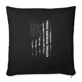 Proud American Trucker - Sofa pillowcase 17,3'' x 17,3'' (45 x 45 cm) - black - Front