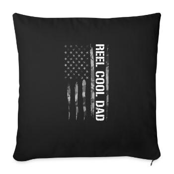 Reel Cool Dad - Drapeau américain - Housse de coussin décorative 45 x 45 cm - noir - Devant