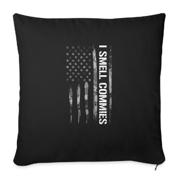 I Smell Commies - Drapeau américain - Housse de coussin décorative 45 x 45 cm - noir - Devant