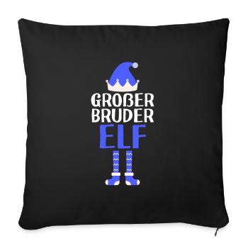 Großer Bruder Elf Grosser Bruder Geschenk - Sofakissenbezug 45 x 45 cm - Schwarz - Vorne