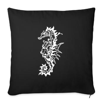 Seahorse heart and barb - Sofa pillowcase 17,3'' x 17,3'' (45 x 45 cm) - black - Front