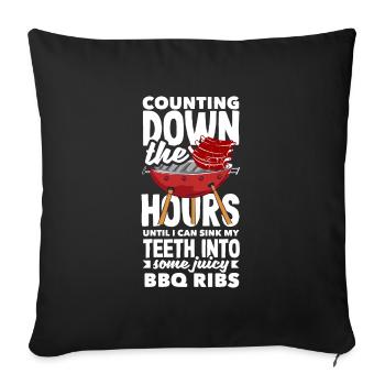 Je peux enfoncer mes dents dans des côtes juteuses au barbecue - Housse de coussin décorative 45 x 45 cm - noir - Devant