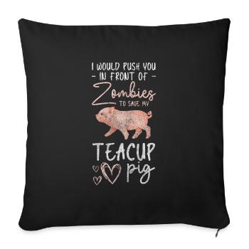 Teacup Piggy Heart - Sofa pillowcase 17,3'' x 17,3'' (45 x 45 cm) - black - Front