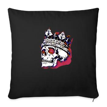 Crâne avec couronne - Housse de coussin décorative 45 x 45 cm - noir - Devant