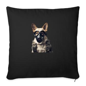Chien avec masque à gaz - Housse de coussin décorative 45 x 45 cm - noir - Devant