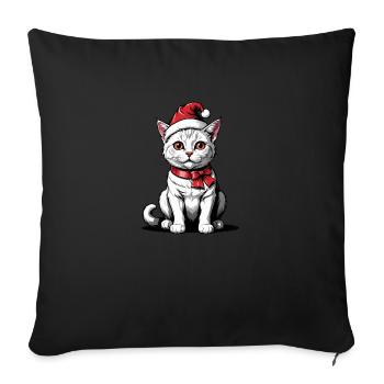 Christmas Cat Santa Claus Cat Cat Gift - Sofa pillowcase 17,3'' x 17,3'' (45 x 45 cm) - black - Front