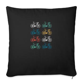 Road bike retro bike - Sofa pillowcase 17,3'' x 17,3'' (45 x 45 cm) - black - Front