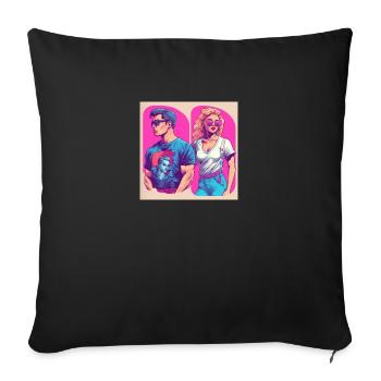 Man and woman of the 90s - Sofa pillowcase 17,3'' x 17,3'' (45 x 45 cm) - black - Front