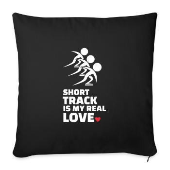 J’aime les courtes distances et le patinage sur glace - Housse de coussin décorative 45 x 45 cm - noir - Devant