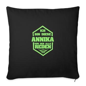Annika als Rufname - Sofakissenbezug 45 x 45 cm - Schwarz - Vorne