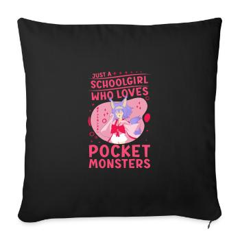 Mignon Japonais Manga Femmes Filles Cadeau Otaku Kawaii - Housse de coussin décorative 45 x 45 cm - noir - Devant
