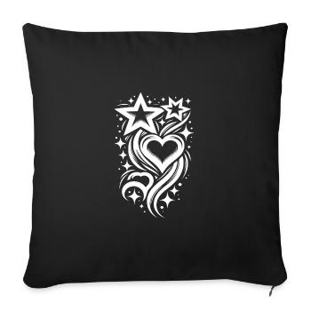 Tattoo composition of hearts and stars - Sofa pillowcase 17,3'' x 17,3'' (45 x 45 cm) - black - Front
