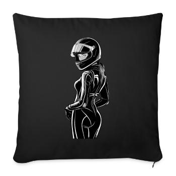 Lady Biker für eine Motorradfahrerin Bikerin - Sofakissenbezug 45 x 45 cm - Schwarz - Vorne