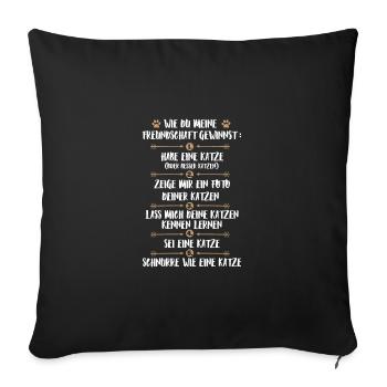 Katzen Shirt Freundschaft - Sofakissenbezug 45 x 45 cm - Schwarz - Vorne