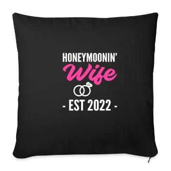 Honeymoon Mrs. Newly married Mrs. Gift - Sofa pillowcase 17,3'' x 17,3'' (45 x 45 cm) - black - Front