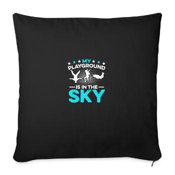 My Playground Is In The Sky Paragliding Skydiving - Sofa pillowcase 17,3'' x 17,3'' (45 x 45 cm) - black - Front