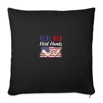 Real Men Hold Hands Armwrestling Arm Wrestling - Sofa pillowcase 17,3'' x 17,3'' (45 x 45 cm) - black - Front