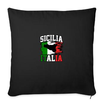 Sicilia Italia Drapeau italien Italie - Housse de coussin décorative 45 x 45 cm - noir - Devant