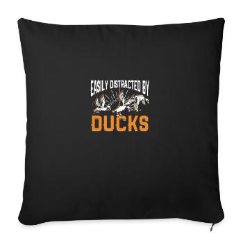 Facilement distrait par les canards pour les chasseurs de canards - Housse de coussin décorative 45 x 45 cm - noir - Devant