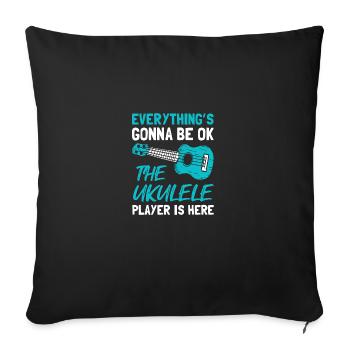 Tout va bien se passer Le joueur de ukulélé est - Housse de coussin décorative 45 x 45 cm - noir - Devant