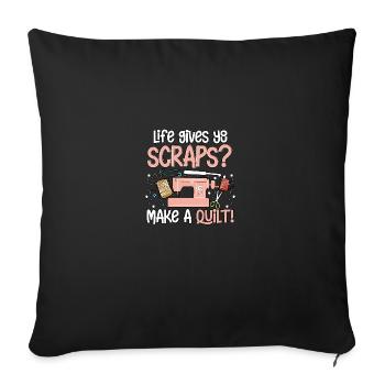 La vie vous donne des restes Faire une courtepointe Coudre - Housse de coussin décorative 45 x 45 cm - noir - Devant