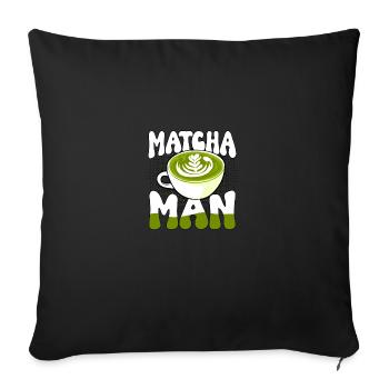 Matcha Man pour les amateurs de thé matcha - Housse de coussin décorative 45 x 45 cm - noir - Devant