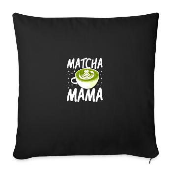 Matcha Mom pour les amateurs de thé matcha - Housse de coussin décorative 45 x 45 cm - noir - Devant