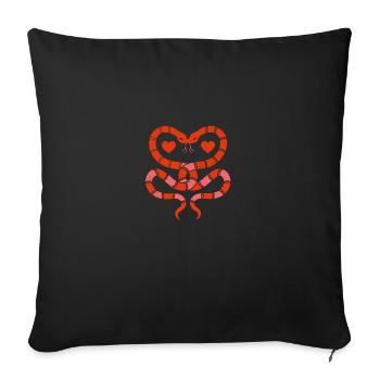 Heart Shaping Snakes for Reptile Owners - Sofa pillowcase 17,3'' x 17,3'' (45 x 45 cm) - black - Front