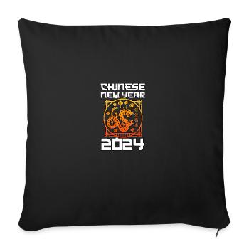 Nouvel An chinois 2024 Zodiaque chinois - Housse de coussin décorative 45 x 45 cm - noir - Devant