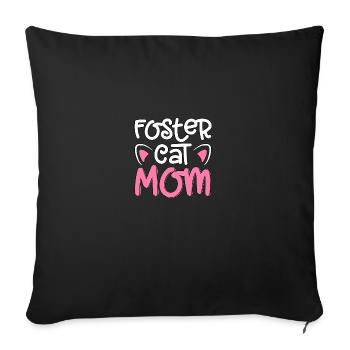 Foster Cat Mom Rescue Adoption Pet - Sofa pillowcase 17,3'' x 17,3'' (45 x 45 cm) - black - Front